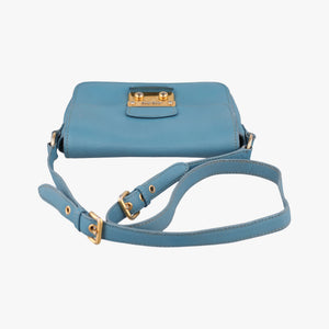 Pre-owned Miu Miu Push-Lock Flap Blue Leather shoulderbag | stylenewstar