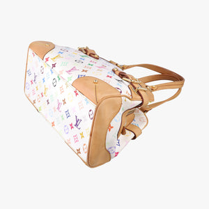 Pre-owned Louis Vuitton CLAUDIA white Monogram Multicolor M40193 handbag | stylenewstar