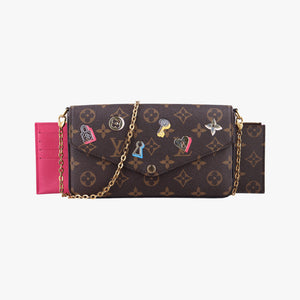 Pre-owned Louis Vuitton Love Lock Pochette Felicie Brown Monogram × Fuchsia Monogram PVC Coated Canvas M63999 shoulderbag | stylenewstar