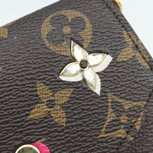 Pre-owned Louis Vuitton Love Lock Pochette Felicie Brown Monogram × Fuchsia Monogram PVC Coated Canvas M63999 shoulderbag | stylenewstar