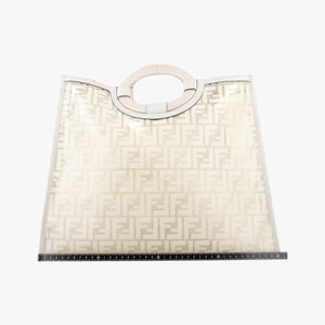 Pre-owned Fendi Runaway Shopper White PVC coated canvas 8BH360 shoulderbag | stylenewstar