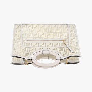 Pre-owned Fendi Runaway Shopper White PVC coated canvas 8BH360 shoulderbag | stylenewstar