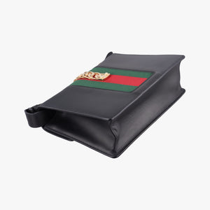 Pre-owned Gucci Sylvie Black×green×red Leather 421882 shoulderbag | stylenewstar