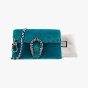 Pre-owned Gucci Dionysus Blue velour 476432 shoulderbag | stylenewstar