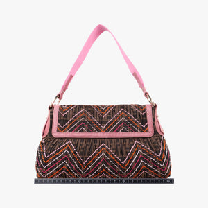 Pre-owned Fendi Zucca Chef Brown x Pink canvas 8BR445 shoulderbag | stylenewstar