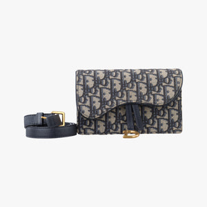 Pre-owned Christian Dior Saddle Navy×Gray Jacquard bum bag/waist bag | stylenewstar