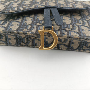 Pre-owned Christian Dior Saddle Navy×Gray Jacquard bum bag/waist bag | stylenewstar