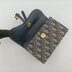 Pre-owned Christian Dior Saddle Navy×Gray Jacquard bum bag/waist bag | stylenewstar