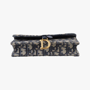 Pre-owned Christian Dior Saddle Navy×Gray Jacquard bum bag/waist bag | stylenewstar