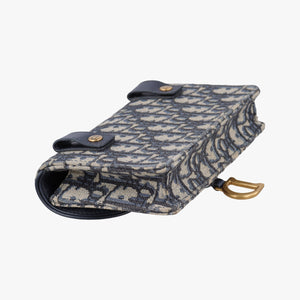 Pre-owned Christian Dior Saddle Navy×Gray Jacquard bum bag/waist bag | stylenewstar