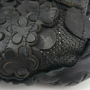 Vintage Bottega Veneta Laser-cut Floral Applique Limited Edition Black Leather handbag | stylenewstar