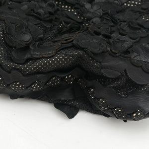 Vintage Bottega Veneta Laser-cut Floral Applique Limited Edition Black Leather handbag | stylenewstar