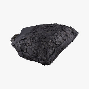 Vintage Bottega Veneta Laser-cut Floral Applique Limited Edition Black Leather handbag | stylenewstar