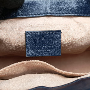 Pre-owned Gucci GG Marmont White×navy Leather 583571 shoulderbag | stylenewstar