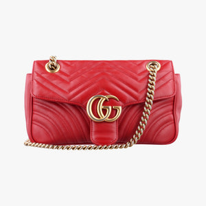 Pre-owned Gucci GG Marmont Red Leather 443497 shoulderbag | stylenewstar