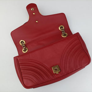 Pre-owned Gucci GG Marmont Red Leather 443497 shoulderbag | stylenewstar