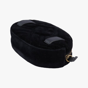 Pre-owned Gucci GG Marmont Black velour 476434 bum bag/waist bag | stylenewstar