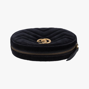 Pre-owned Gucci GG Marmont Black velour 476434 bum bag/waist bag | stylenewstar