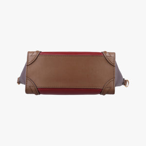 Vintage Celine luggage nano shopper Black× burgundy ×Brown Leather shoulderbag | stylenewstar