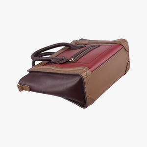 Vintage Celine luggage nano shopper Black× burgundy ×Brown Leather shoulderbag | stylenewstar