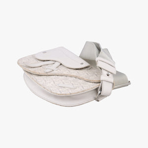 Pre-owned Christian Dior Saddle White Jacquard × Leather bum bag/waist bag | stylenewstar