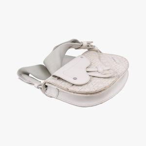Pre-owned Christian Dior Saddle White Jacquard × Leather bum bag/waist bag | stylenewstar