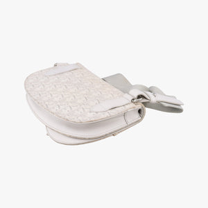 Pre-owned Christian Dior Saddle White Jacquard × Leather bum bag/waist bag | stylenewstar