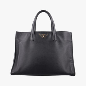 Pre-owned Prada Triple Pocket Convertible Zip Tote Black SAFFIANO Leather BN2603 handbag | stylenewstar