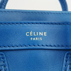 Secondhand Celine Luggage Mini Shopper Blue Leather shoulderbag | stylenewstar