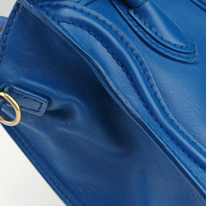 Secondhand Celine Luggage Mini Shopper Blue Leather shoulderbag | stylenewstar