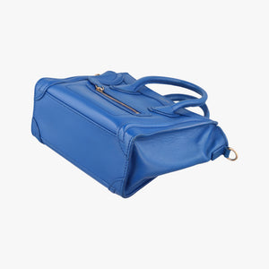 Secondhand Celine Luggage Mini Shopper Blue Leather shoulderbag | stylenewstar