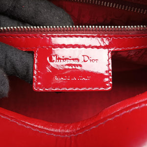 Pre-owned Christian Dior Lady Dior Red patent shoulderbag | stylenewstar
