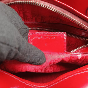 Pre-owned Christian Dior Lady Dior Red patent shoulderbag | stylenewstar