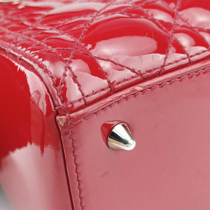 Pre-owned Christian Dior Lady Dior Red patent shoulderbag | stylenewstar
