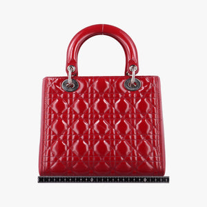 Pre-owned Christian Dior Lady Dior Red patent shoulderbag | stylenewstar