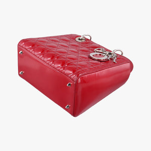 Pre-owned Christian Dior Lady Dior Red patent shoulderbag | stylenewstar