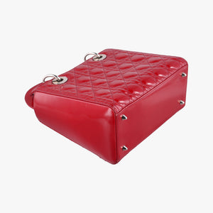 Pre-owned Christian Dior Lady Dior Red patent shoulderbag | stylenewstar
