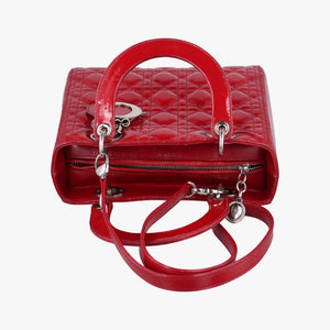 Pre-owned Christian Dior Lady Dior Red patent shoulderbag | stylenewstar