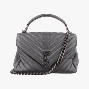 Secondhand Yves Saint Laurent COLLEGE Grey Leather 428056 shoulderbag | stylenewstar