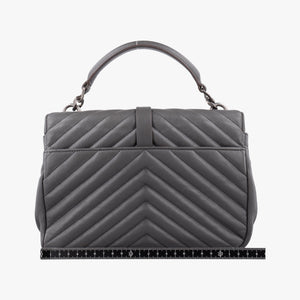 Pre-owned Yves Saint Laurent COLLEGE Grey Leather 428056 handbag | stylenewstar