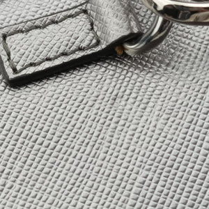 Pre-owned Prada Triangle logo Silver Saffiano Leather 1DH030 shoulderbag | stylenewstar