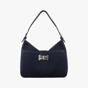 Pre-owned Fendi Mamma Bucket Navy Denim 22112 shoulderbag | stylenewstar