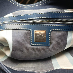 Pre-owned Fendi Mamma Bucket Navy Denim 22112 shoulderbag | stylenewstar