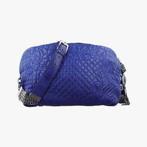Pre-owned VERSACE Vanitas Blue Leather shoulderbag | stylenewstar