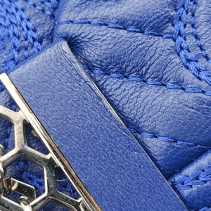 Pre-owned VERSACE Vanitas Blue Leather shoulderbag | stylenewstar