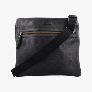 Vintage Gucci GG Imprime Messenger Black PVC coated canvas x Leather 295257 shoulderbag | stylenewstar
