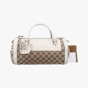 Pre-owned Gucci GG Pattern Trophy Beige × Ivory Leather×Canvas 189825 handbag | stylenewstar