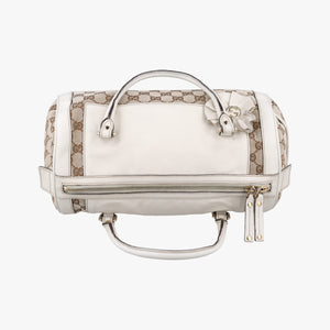 Pre-owned Gucci GG Pattern Trophy Beige × Ivory Leather×Canvas 189825 handbag | stylenewstar