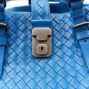 Pre-owned Bottega Veneta Roma Intrecciato Blue lambskin shoulderbag | stylenewstar