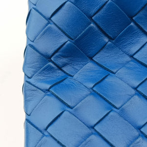 Pre-owned Bottega Veneta Roma Intrecciato Blue lambskin shoulderbag | stylenewstar